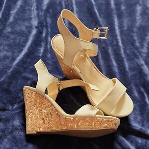 Jessica Simpson Cream Wedge Sandals